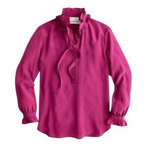 J Crew silk plum colored tie neck button up sz 00- excellent condition